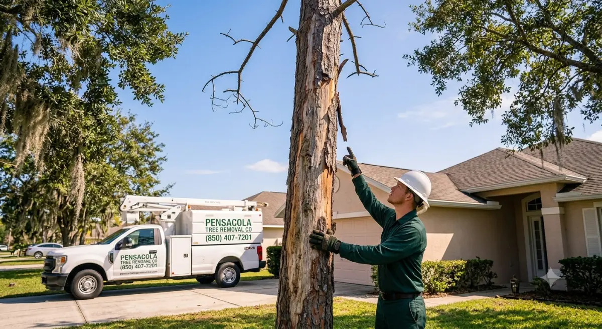Pensacola Tree Removal Co dead tree removal crew working in Pensacola Florida