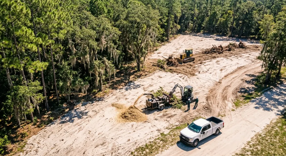 Pensacola Tree Removal Co land clearing crew working in Pensacola Florida