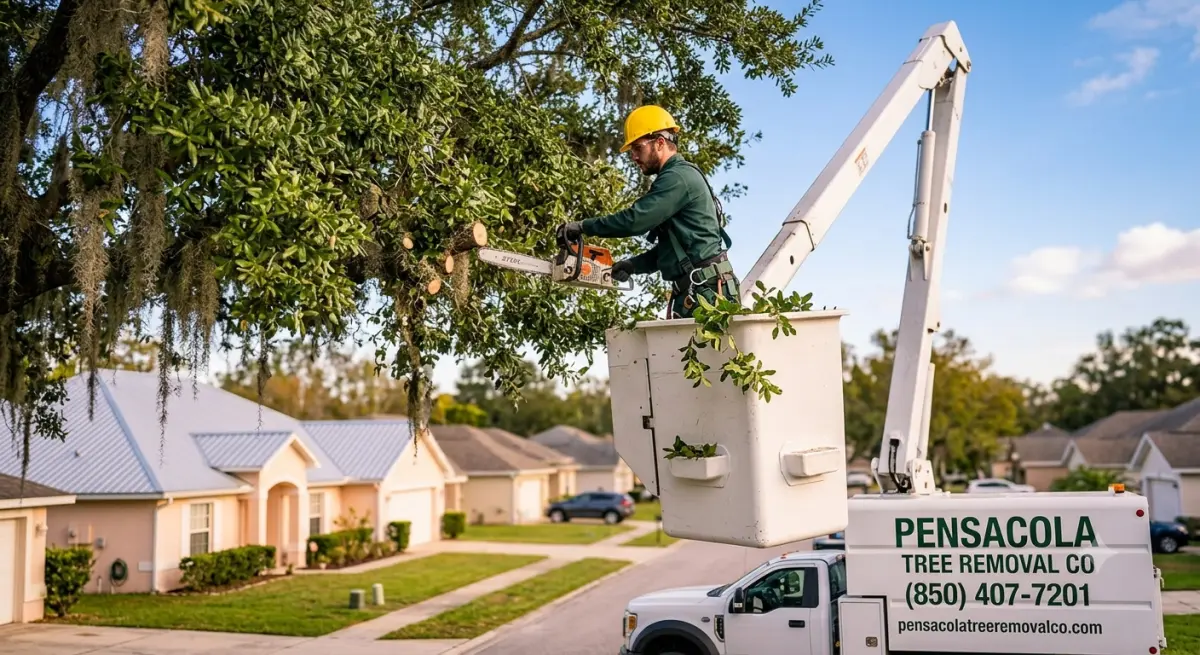 Pensacola Tree Removal Co tree trimming & pruning crew working in Pensacola Florida
